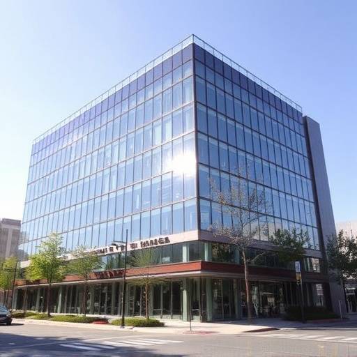 Our company headquarters, a modern glass building located in downtown San Jose, California.
